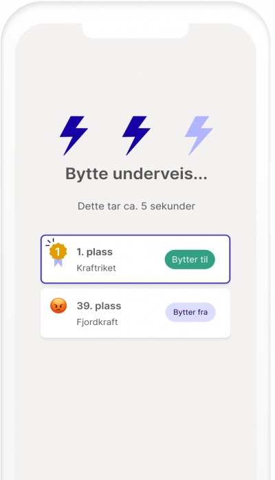 Visning av hvordan man bytter strømavtale med ett klikk