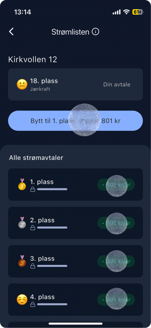 Strømlisten med klikk
